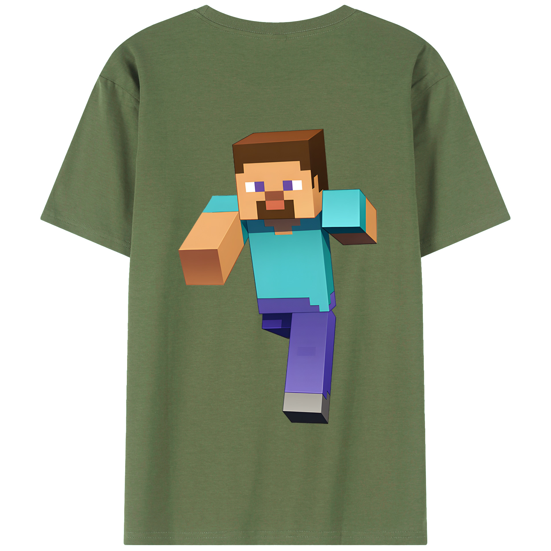 （画像用） マインクラフト ブロックの世界 Minecraft MC Block world 綿100％ メンズ半袖Tシャツ（バックプリント） 通気性